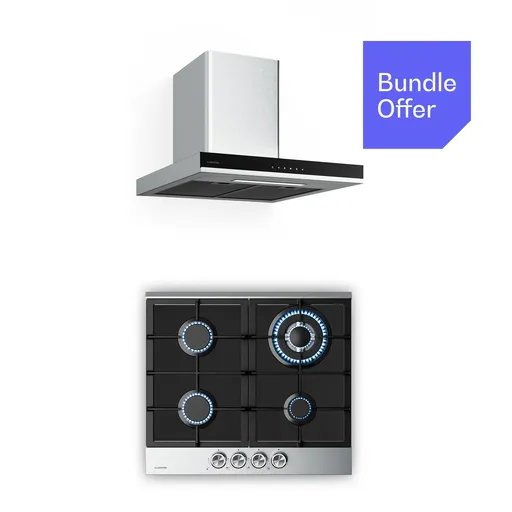 Klarstein Plită pe gaz Verosteel + hotă cu coș Verosteel | oțel inoxidabil | 60 cm