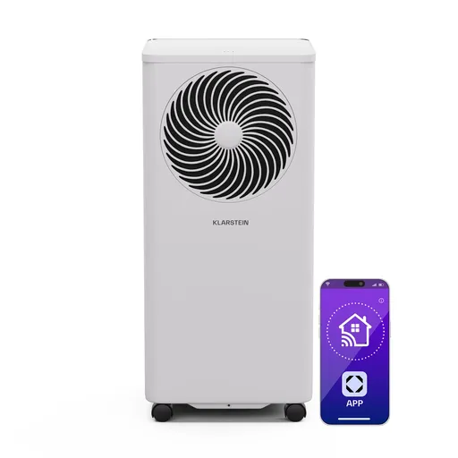 Klarstein Aero Ring 9K – aparat de aer condiționat mobil și inteligent, cu o capacitate de 9.000 BTU, pentru spații de până la 31 m², cu control vocal.