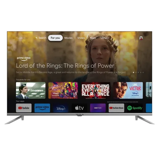 Televizor Smart Tesla LED 32S635SHS, 32 inch, 80 cm, Smart Google TV, HD 1366 x 768, Clasa E, Argintiu