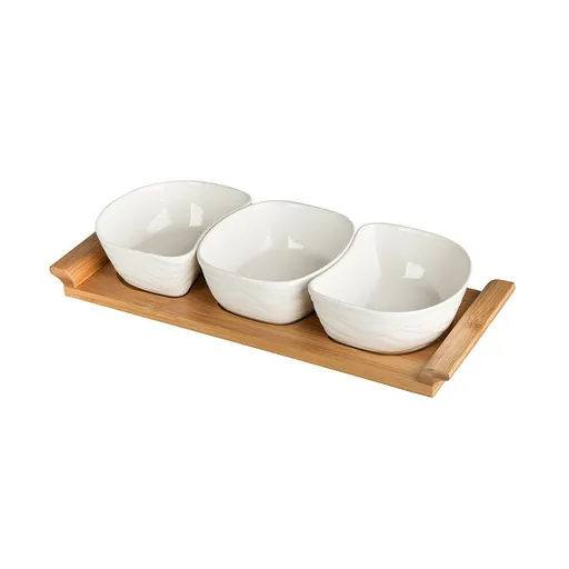 Set boluri servire pe suport Altom Bamboo,