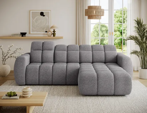 Coltar extensibil dreapta 3 locuri ELTAP, Fanito, 288x200x105 cm, lemn/poliester, gri