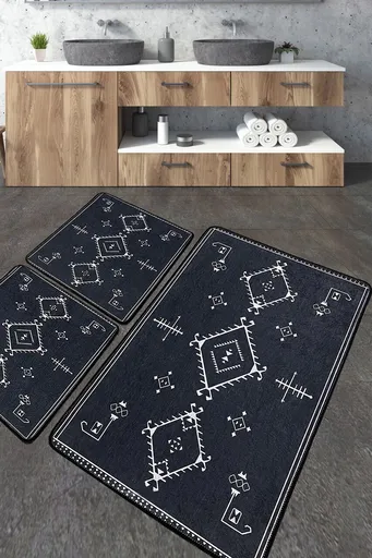 Set covorase de baie, L'essentiel Maison, Antiguo, Gri inchis