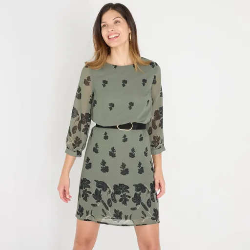 Rochie imprimată cu mâneci 3/4