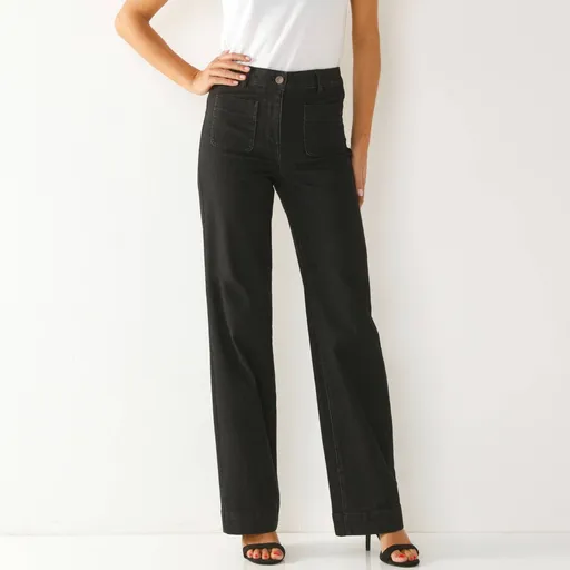 Blugi lați cu talie înaltă, dacă ai o înălțime între 160 și 165 cm, lungimea interioară a piciorului aprox. 78 cm