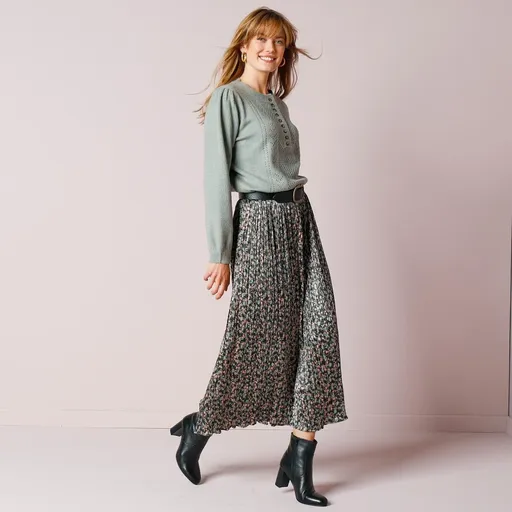 Pulover azur cu decolteu tunică cu nasturi