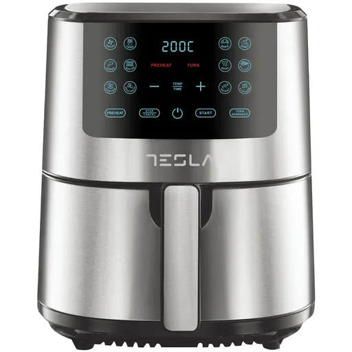Friteuza cu aer cald Tesla AF501BX, 1300W, 5 l, 12 programe, Acoperire antiaderenta, Ecran tactil, Inox
