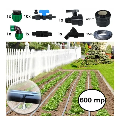 Sistem irigare prin picurare pentru gradina 600 mp