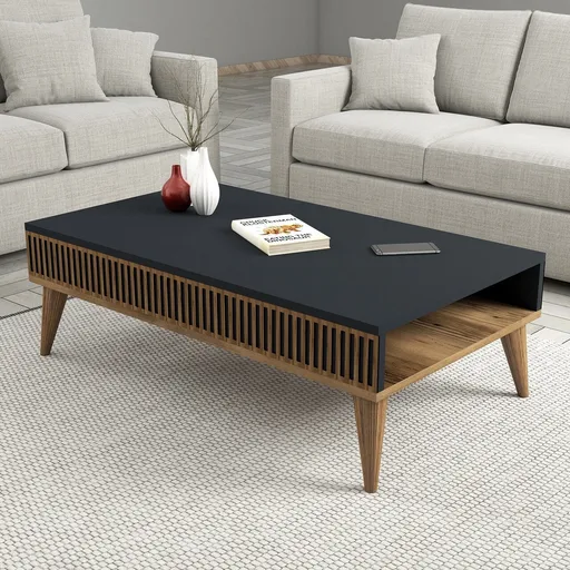 Masuta de cafea, Hanah Home, Milan, 105x34.6x60 cm, Nuc / Antracit