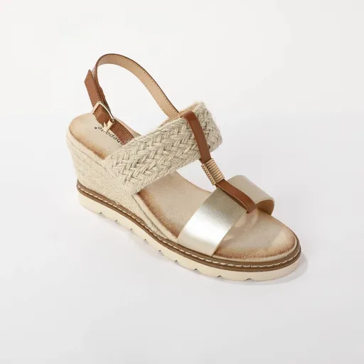 Sandale din 2 materiale, cu toc