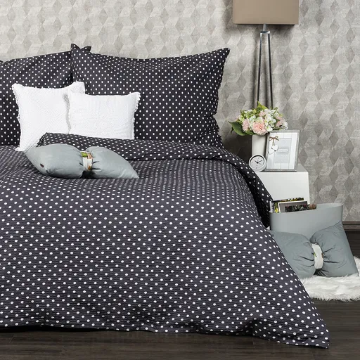 Lenjerie de pat 4Home Bulină gri, bumbac creponat, gri, 140 x 200 cm, 70 x 90 cm