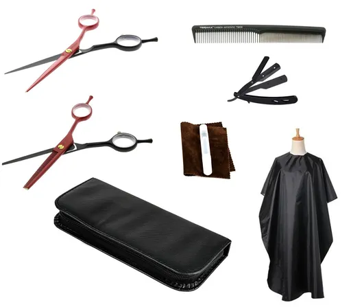 Set Frizerie Ralph cu Foarfeca de Tuns si Filat, Brici, Manta