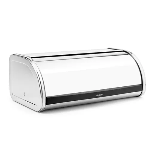 Cutie pentru paine, Brabantia, Roll Top Brilliant, 44.5x26.2x17.3 cm, otel, argintiu lucios