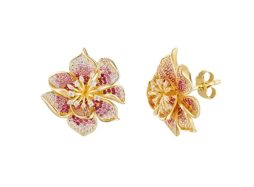 Preciosa Cercei placați cu aur Floare cu zircon cubic Mirage Royal Lagoon 5447Y69