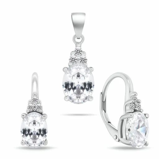 Brilio Silver Set de bijuterii din argint cu zirconii cubice SET293W (cercei, pandantiv)