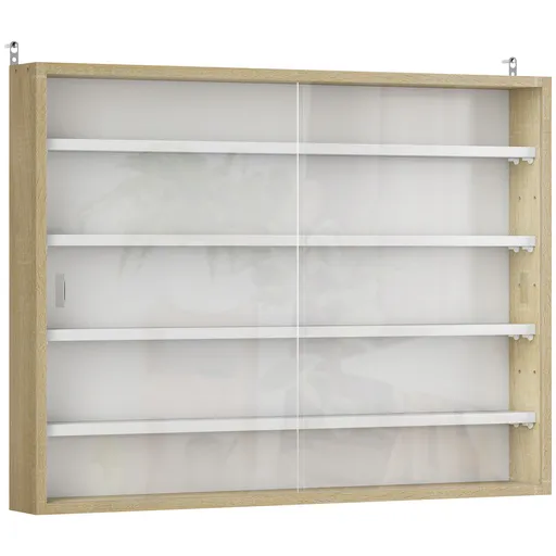 HOMCOM Raft de Perete cu 5 Nivele și Vitrină cu 2 Uși din Sticlă și 4 Rafturi Reglabile | Aosom Romania