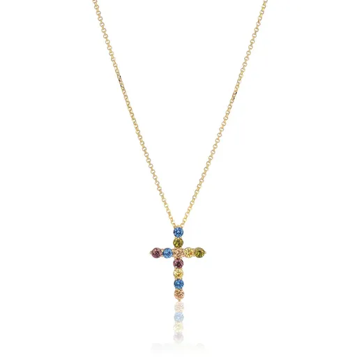 Sif Jakobs Colier placat cu aur cu cruce și zircon Belluno SJ-N2394-XCZ-YG