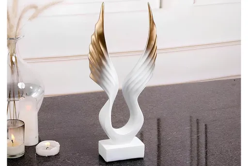 Decoratiune, CY0349, 40x20 cm, Poliester, Alb/Auriu