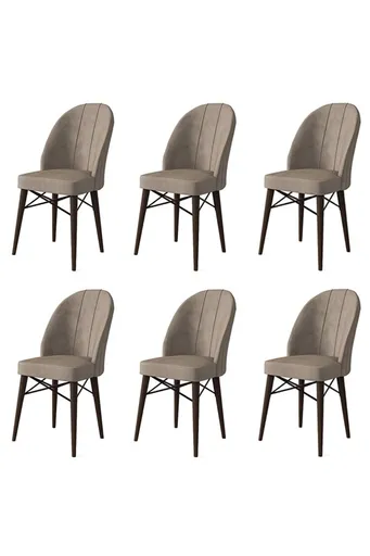 Set scaune 6 piese, Hanah Home, Ritim, Cappuccino/Maro