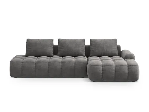 Coltar extensibil dreapta 3 locuri, Linz, Cosmopolitan Design, 275x142x84 cm, cotiera stanga, catifea, gri