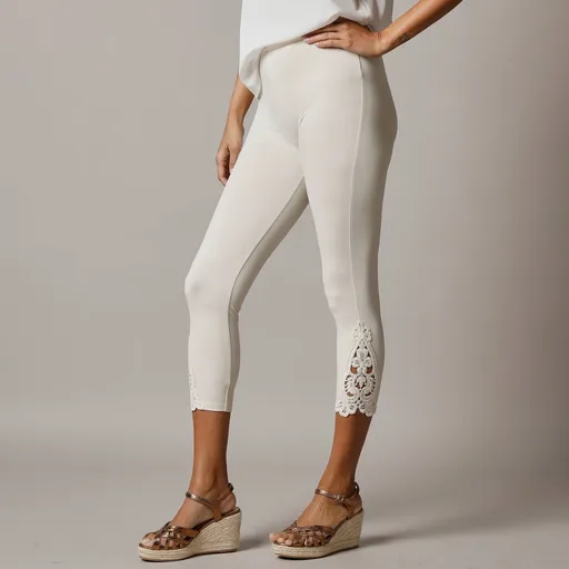 Colanți 3/4 cu macrame și talie elastică