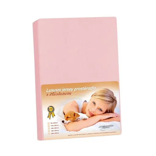 Cearșaf din jersey cu elastan roz, roz, 180 x 200 cm