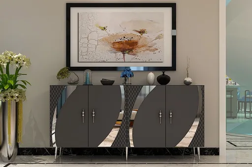 Consola, Hanah Home, Hook KB150, 150x75x35 cm, Antracit / Argintiu