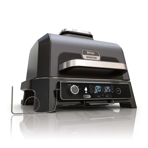 Gratar electric Ninja OG850EU, 1700W, 4 programe, 45x29 cm, 240°C, Ceramica Plocha, Tehnologie Woodfire, IPX4, Negru