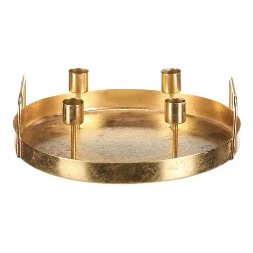 Sfeșnic metalic de Advent pentru 4 lumânăriconice, auriu, 25 x 25 x 7 cm