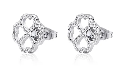 S'Agapõ Cercei din oțel Trifoi cu patru foi Lucky Light SKT51