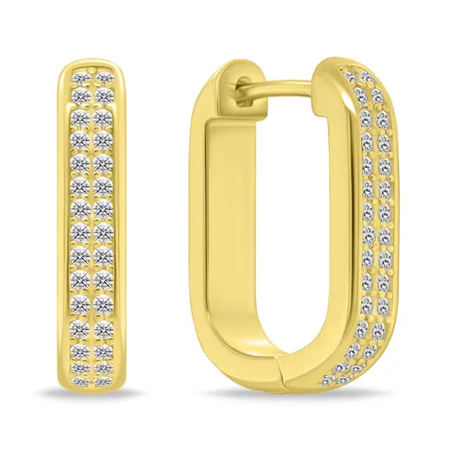 Brilio Silver Cercei ovali placați cu aur cu zirconi EA1139Y