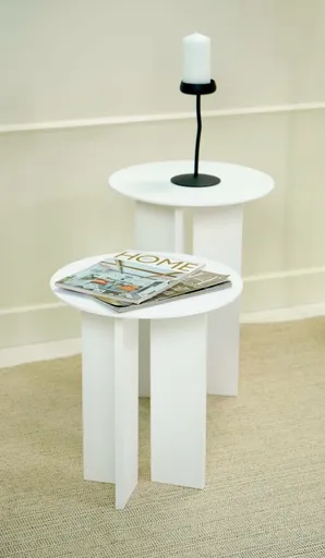 Set masute de cafea, Hanah Home, Leo (55 + 45), Alb