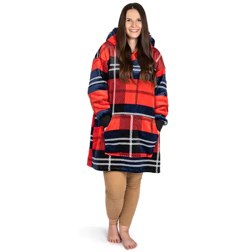 Hanorac imitație blăniță cu micropluș Carouri, uni M – pentru femei