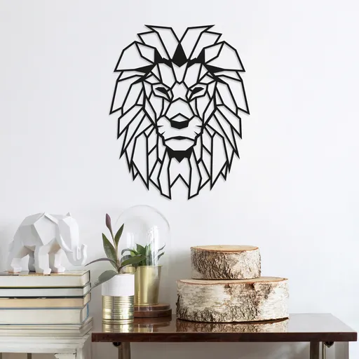 Decoratiune de perete, Lion, Dimensiune: 40 x 50 cm, Negru