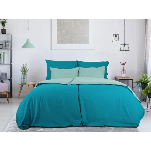 B.E.S. Petrovice Lenjerie de pat din bumbac Double face turcoaz/oliv