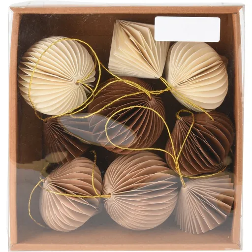 Set de ornamente din hârtie Ornaments bej, 6 cm, 9buc, bej