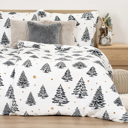 Lenjerie de pat din microflanel 4Home FrostedTrees, 140 x 200 cm, 70 x 90 cm, 140 x 200 cm, 70 x 90 cm