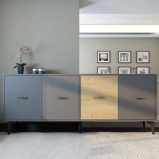 Consola, Hanah Home, Verry, 180x82.6x35 cm, Stejar antracit / safir