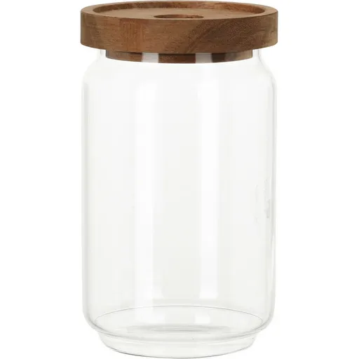 Doză de sticlă cu capac din lemn de acacia 700ml, 0,7 l