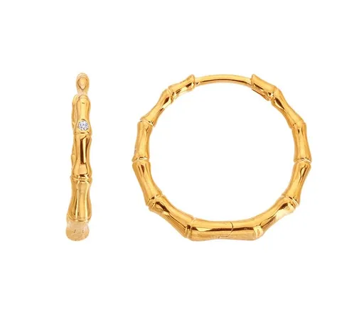 Hot Diamonds Cercei rotunzi placați cu aur cu diamant Golden Edit Hope DE842