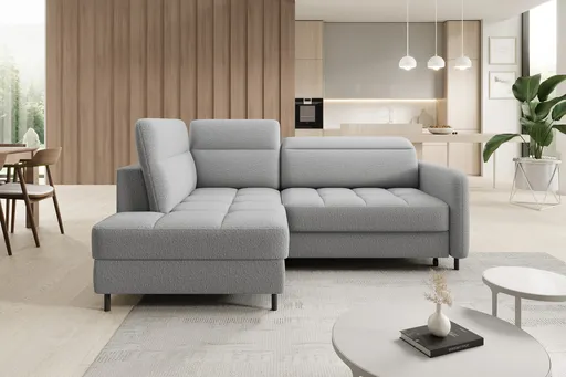 Coltar extensibil stanga 3 locuri ELTAP, LT-04ROY, Barea, 208x160x100 cm, lemn/poliester, gri deschis