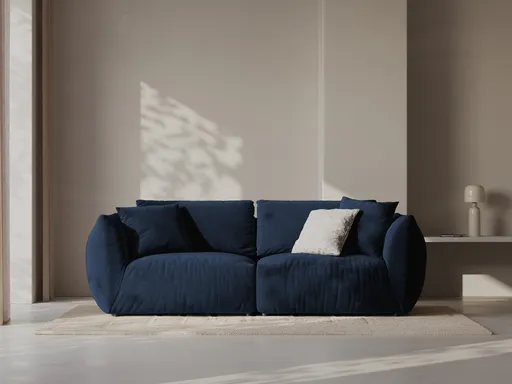 Canapea modulara 3 locuri, Chris-184, Micadoni Home, 220x100x80 cm, catifea, albastru regal