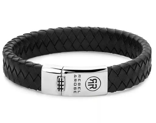 Rebel&Rose Brățară din piele neagra Braided Black RR-L0141-S 21,5 cm