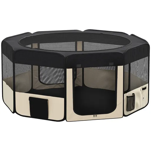 PawHut Parc Pliabil pentru Câini și Pisici Țarc Portabil pentru Animale Mici Impermeabil din Țesătură Oxford Ø90x41 cm Negru | Aosom Romania
