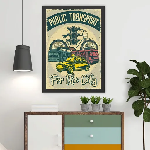 Tablou decorativ, Public Transport (40 x 55), Polistiren, Multicolor