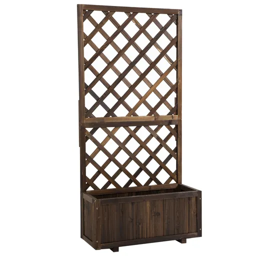 Outsunny Jardinieră de Exterior cu Spalier, Grilaj pentru Plante Cățărătoare și Ghiveci, 72.5x31.5x149.5 cm, Lemn Natural | Aosom Romania