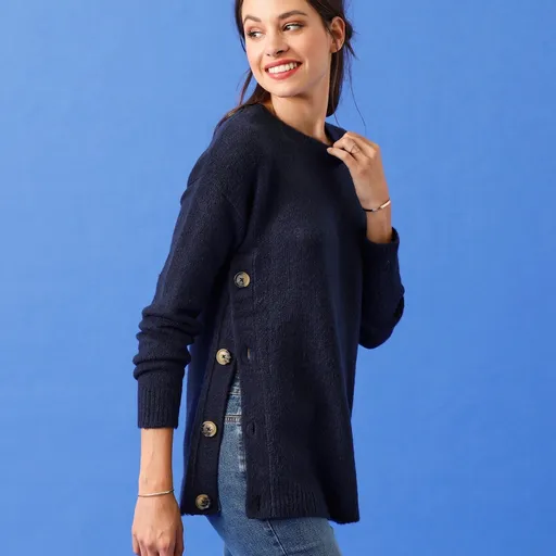 Pulover drept cu nasturi pe lateral