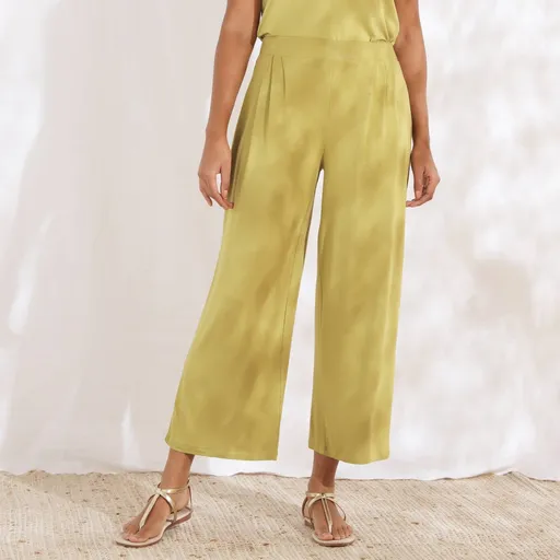 7/8 pantaloni largi de culoare solidă cu talie elastică