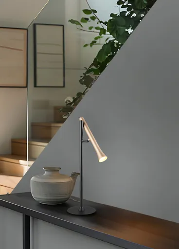 Lampa de masa Fiato, TRIO, 16x53 cm, 3W, 1x SMD, metal, negru mat/aramiu