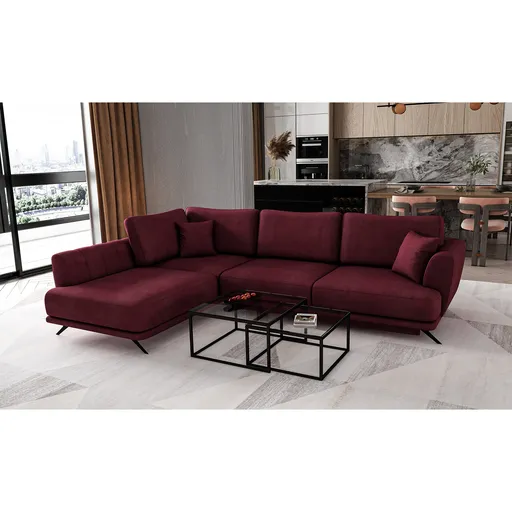 Coltar extensibil stanga 4 locuri ELTAP, LT-25VE, Larde, 286x191x90 cm, lemn/poliester, violet inchis