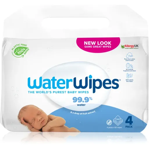 WaterWipes Baby Wipes 4 Pack servetele delicate pentru copii 4x60 buc
